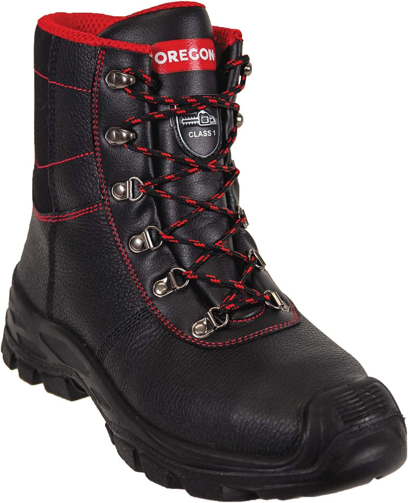 Oregon Sarawak Klasse 1 Kettensägen-Schnittschutzstiefel aus Leder, Stahlkappen, Sicherheits-Arbeits