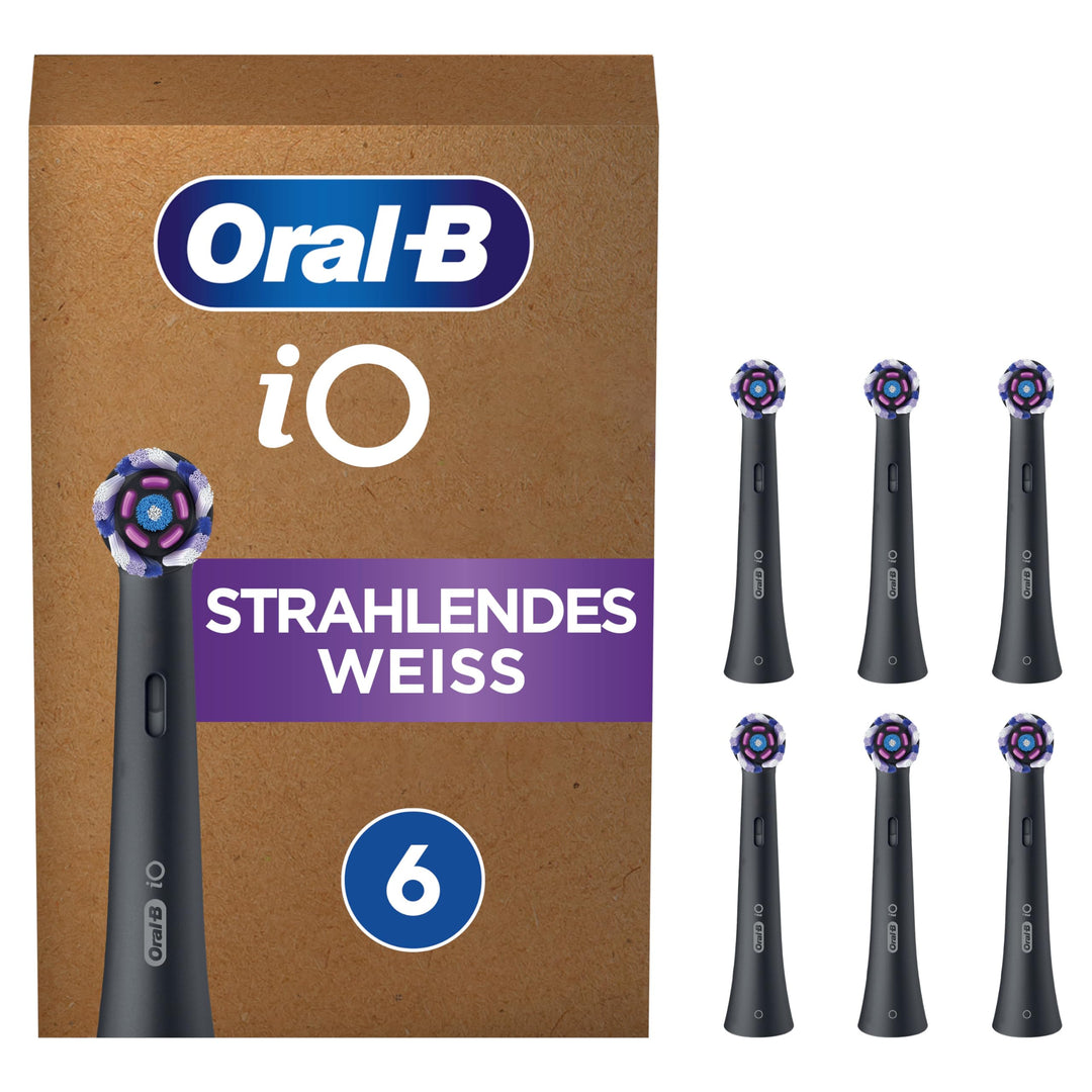 Oral-B iO Strahlendes Weiss Aufsteckbürsten für elektrische Zahnbürste, 6 Stück, aufhellende Zahnrei