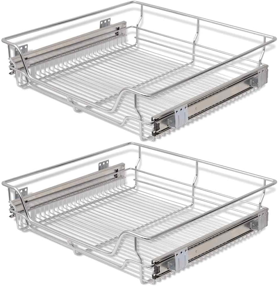 vidaXL 2X Einbauschublade 60cm Teleskopschublade Korbauszug Küchenschrank 600 mm, 600 mm