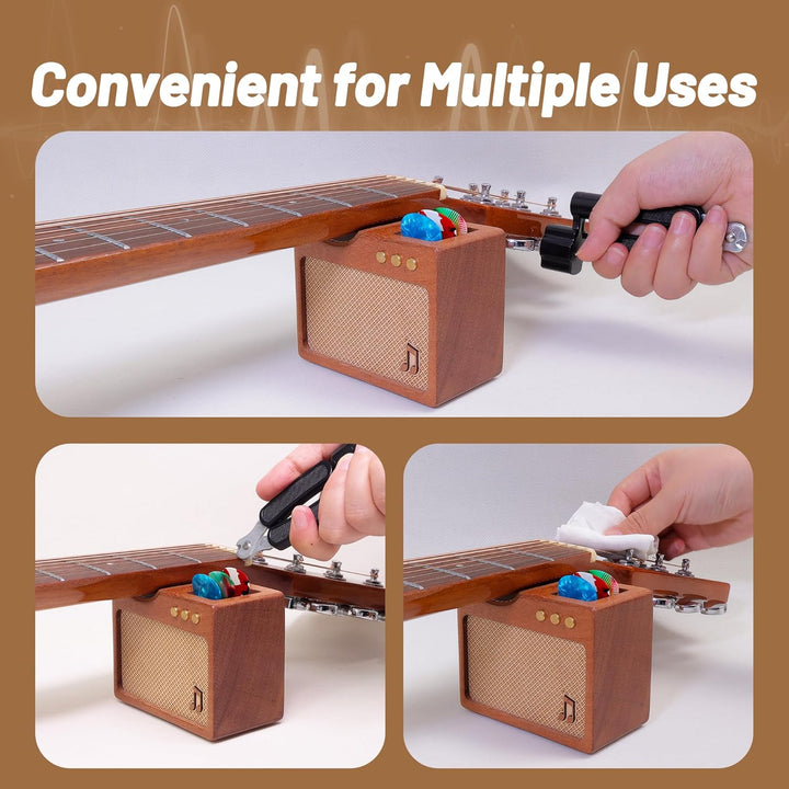 Gitarrenzubehör, Massivholz Amp Styled Guitar Neck Rest mit Pick-Halter, Luthier Tools für Gitarrist