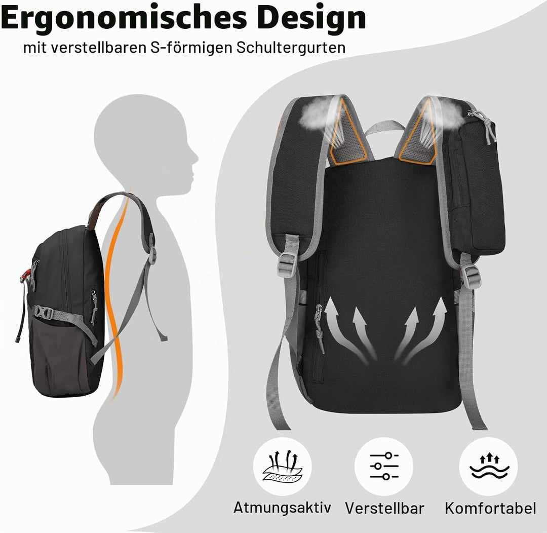 12L Wanderrucksack Klein Leichter, Kleiner Rucksack Lässig Herren Damen, Mini Daypacks für Wandern R