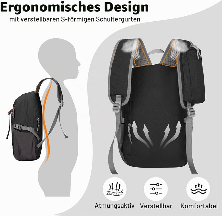 12L Wanderrucksack Klein Leichter, Kleiner Rucksack Lässig Herren Damen, Mini Daypacks für Wandern R