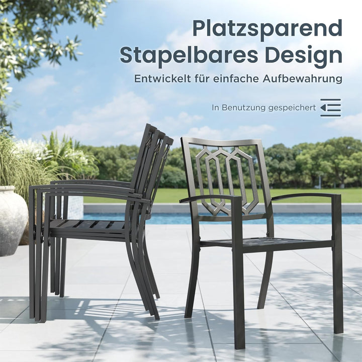 PHIVILLA Gartentisch und Stühle 4er Set Terrassentisch Stühle Metall Outdoor Bistro Gartenmöbel Sets