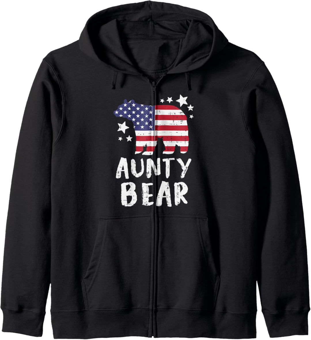 Aunty Bear Aunt US Flag 4th Of July Matching Family Women Kapuzenjacke