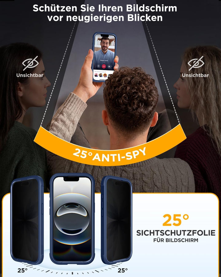 Miracase Sichtschutz Hülle für iPhone 17e / iPhone 16e für MagSafe, Vollschutz Stossfest, Integriert