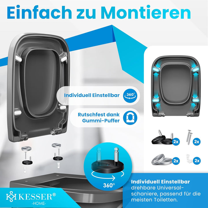 KESSER® WC Sitz mit Absenkautomatik Toilettendeckel Quick-Release-Funktion und Softclose - einfache