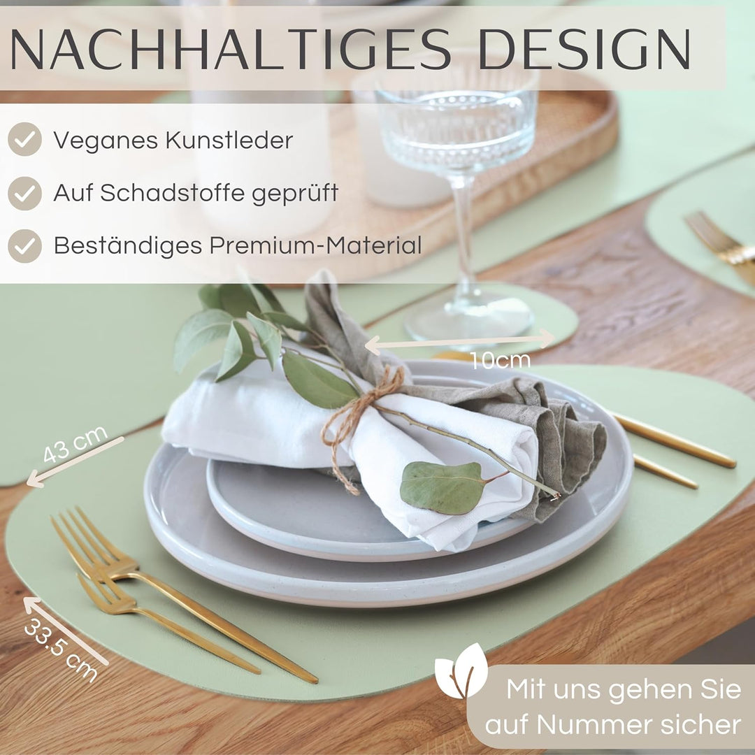 Mahewa® 6er Set Premium Tischset aus Leder-Imitat - Kunstleder Platzset abwaschbar und wasserdicht -
