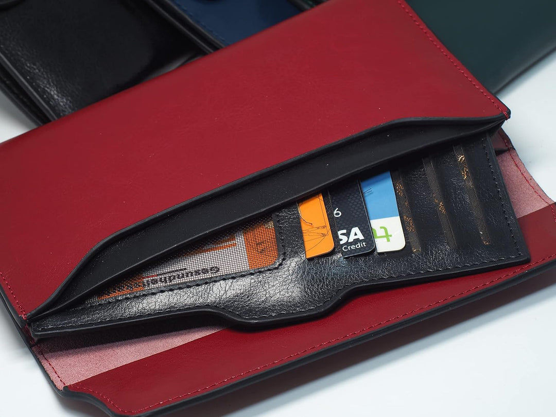 BAWAKO grosse geldbörse aus Leder, Portemonnaie im Langformat für Geldschein Ausweis Karten Handy, m