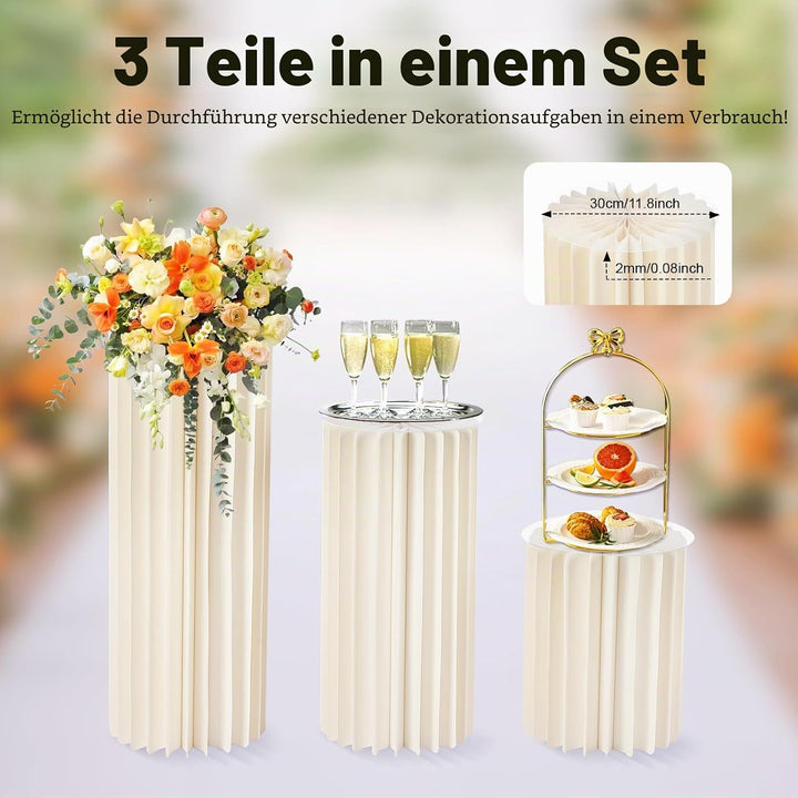 Hochzeit Karton Blumenständer Vasen, Faltbarer Tafelaufsatz aus Karton, zylinderförmige Blumenstände