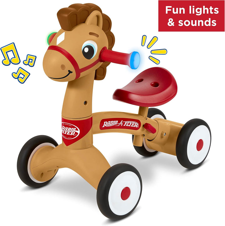 Radio Flyer Lil' Racers: Percy das Pony, Reitspielzeug für Kleinkinder von 1 bis 3 Jahren Braun, Bra