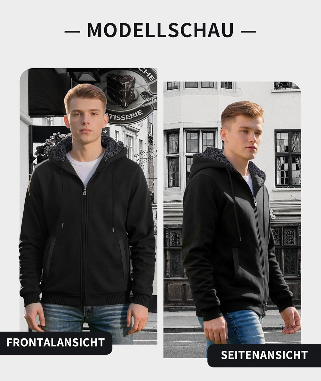 SwissWell Herren Fleecejacke Full Zip Kapuzenjacke Winter Sweatjacke mit Kapuze Gefütterte Hoodie Mä