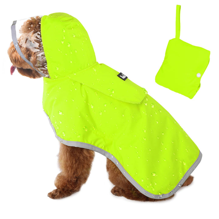 SlowTon Regenmantel Hund wasserdicht, durchsichtige doppellagige Regenjacke Hund mit Kapuze für klei
