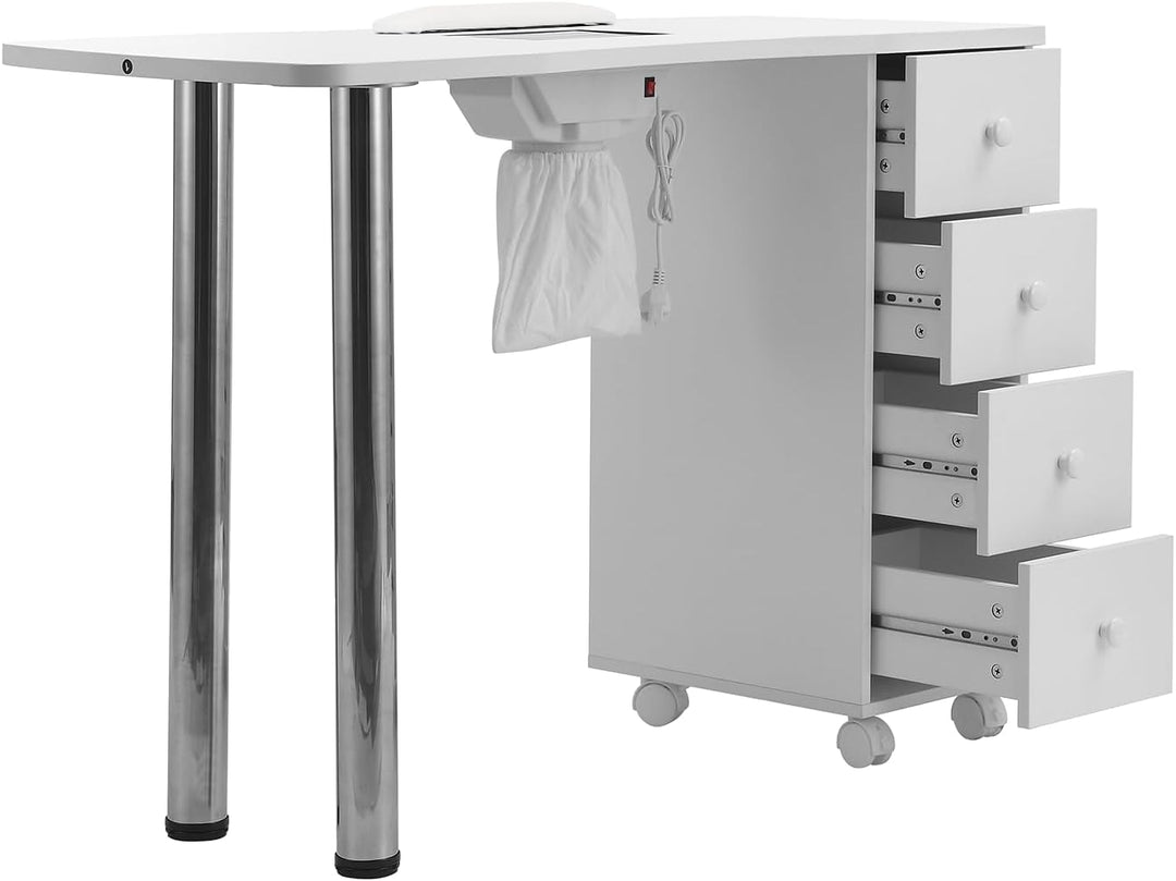 Weisser Maniküre-Tisch mit Schubladen-Staubsammler Handgelenkauflage Armlehne Salon-Home Use Stil E,