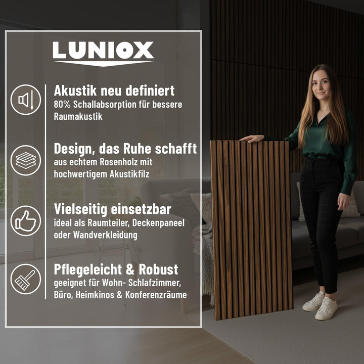 4X Akustikpaneele Rosenholz 119x59,5x2,1cm, Wandpaneele, Schallabsorber, Wandverkleidung, Schallschu