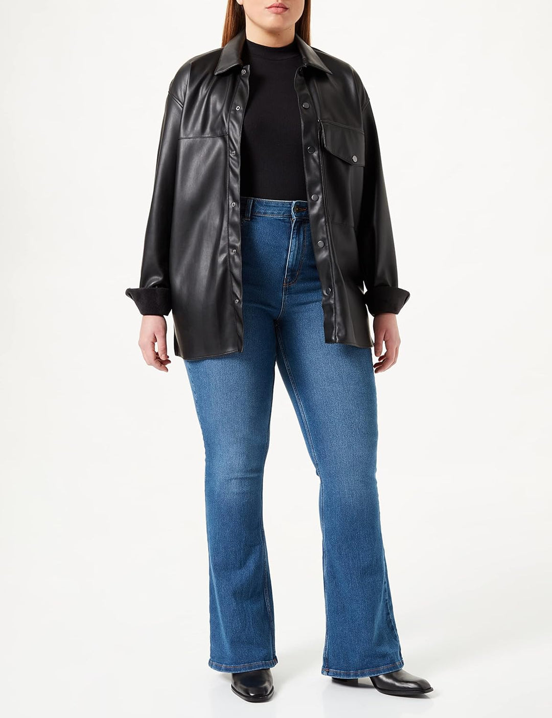 PIECES Damen Pcpeggy Flared Hw Jeans Mb Noos Bc, M Medium Blue Denim