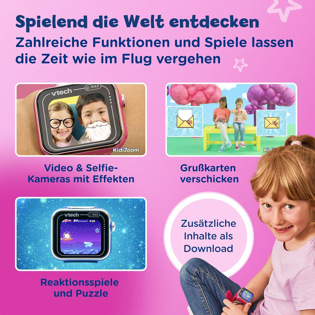 Vtech KidiZoom Smart Watch MAX Lila I Kinder-Smartwatch mit Duokamera I Touchscreen I 1,69 Zoll I Sp