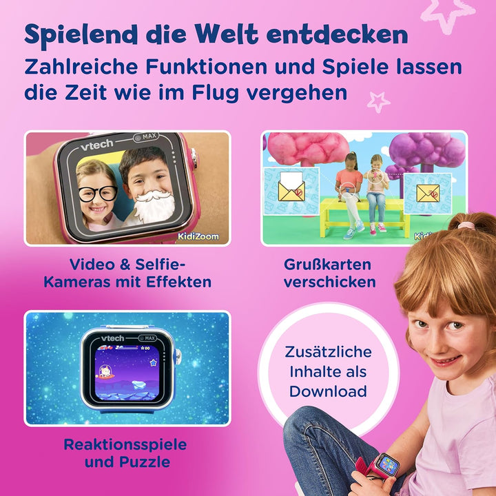 Vtech KidiZoom Smart Watch MAX Lila I Kinder-Smartwatch mit Duokamera I Touchscreen I 1,69 Zoll I Sp