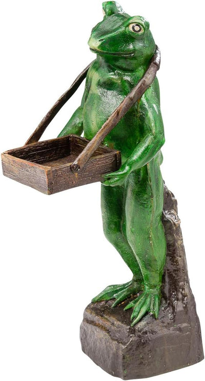 aubaho Figur Frosch Gartenfigur Kundenstopper Ständer Visitenkarten Skulptur Gusseisen