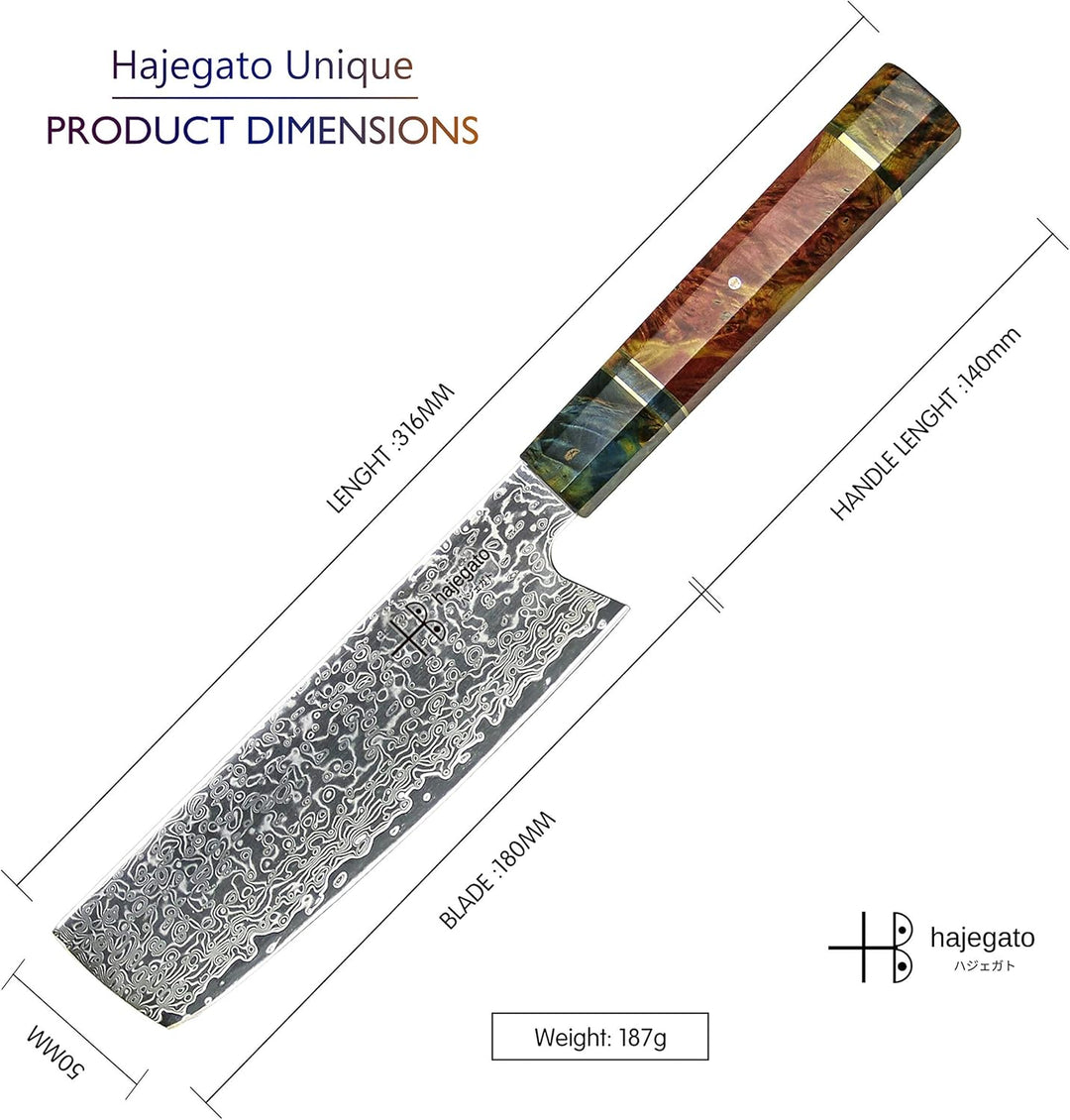 Hajegato Damastmesser Küchenmesser Einzigartiges Griff Kochmesser Profi Messer Japanisches Messer Vg