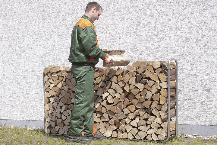 wolfcraft Stapelhilfe für Brennholz 5122000 / Verstellbare Kaminholzaufbewahrung für den Aussenberei
