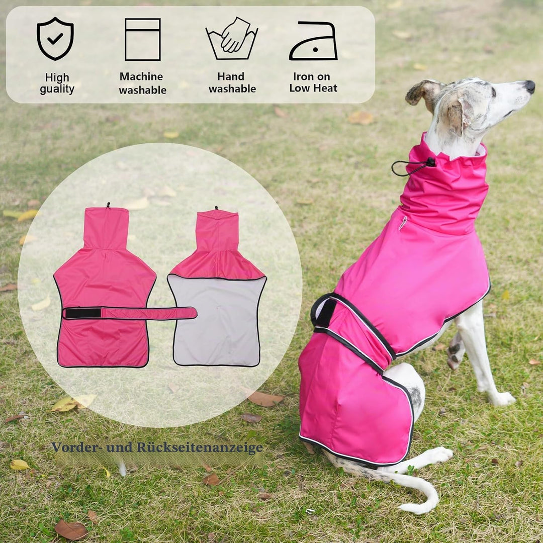 Geyecete Windhund Leicht Hundejacke Regenjacke, Hunderegenmantel Wasserdicht Verstellbar Windhundeja