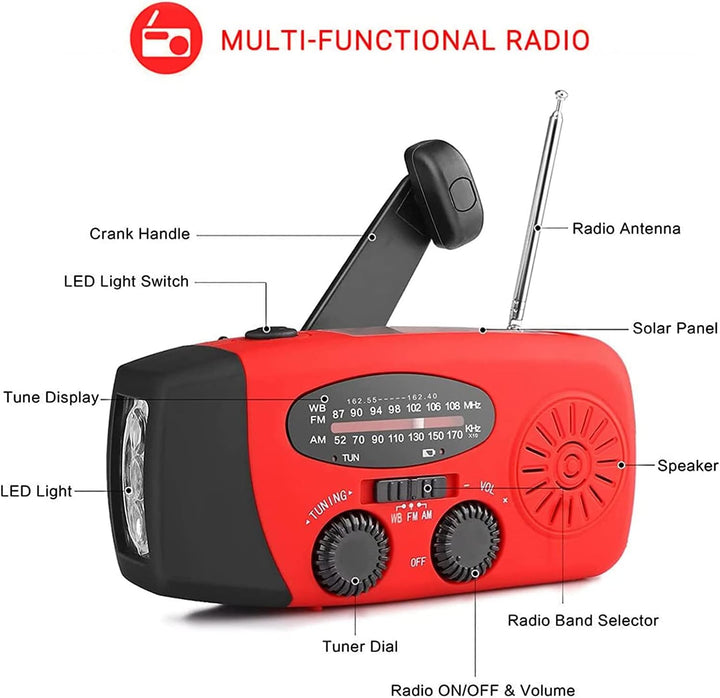 Notfall-Solarradio,Solarbaby Selbstbetriebenes Kurbelradio mit LED-Taschenlampe, SOS-Alarm,AM/FM Wet