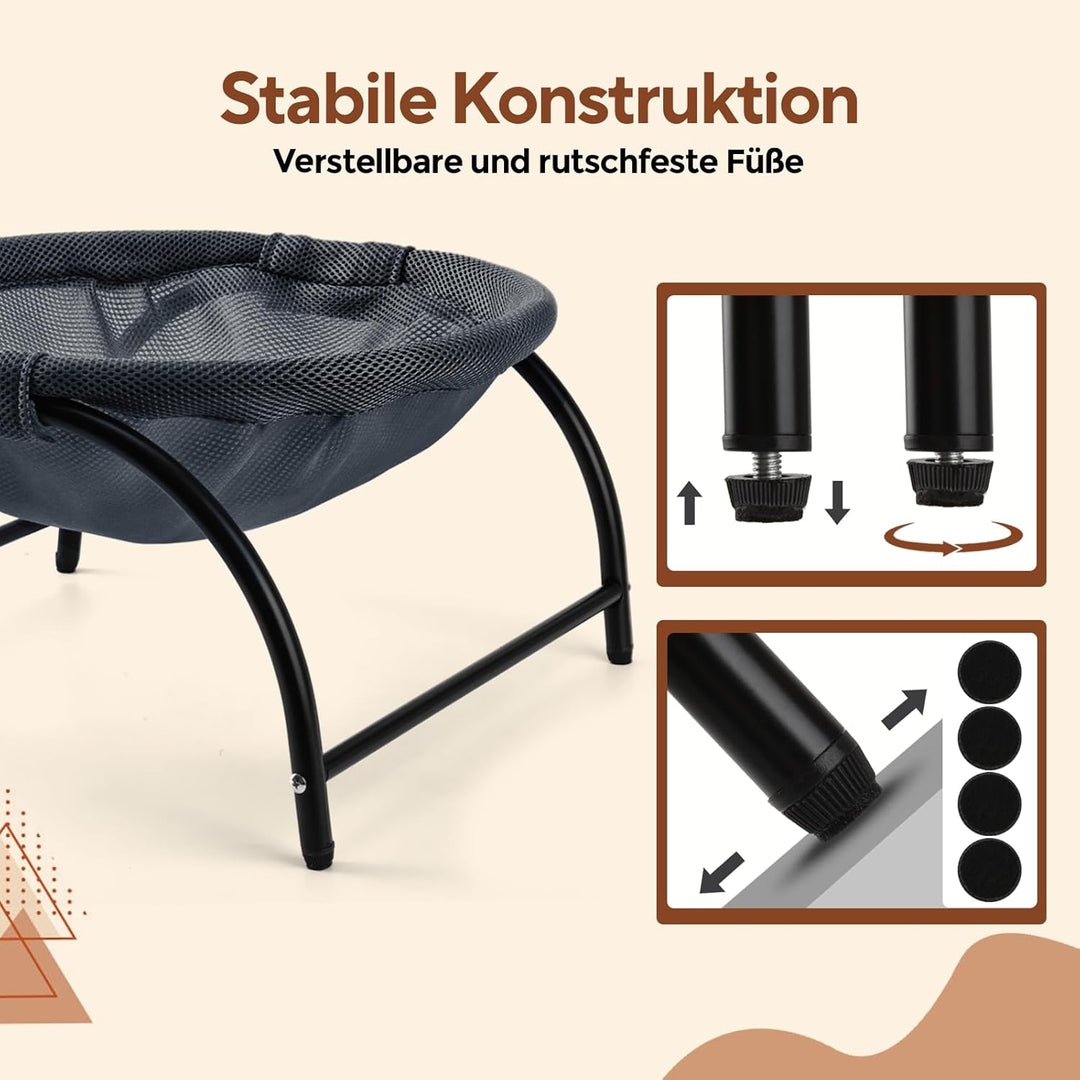 Katzen Hängematte, erhöhter Katzenbett mit abnehmbarem, Waschbarem Netzstoff, stehend katzenhängemat