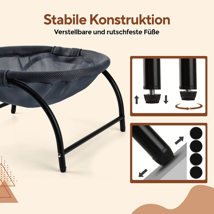 Katzen Hängematte, erhöhter Katzenbett mit abnehmbarem, Waschbarem Netzstoff, stehend katzenhängemat