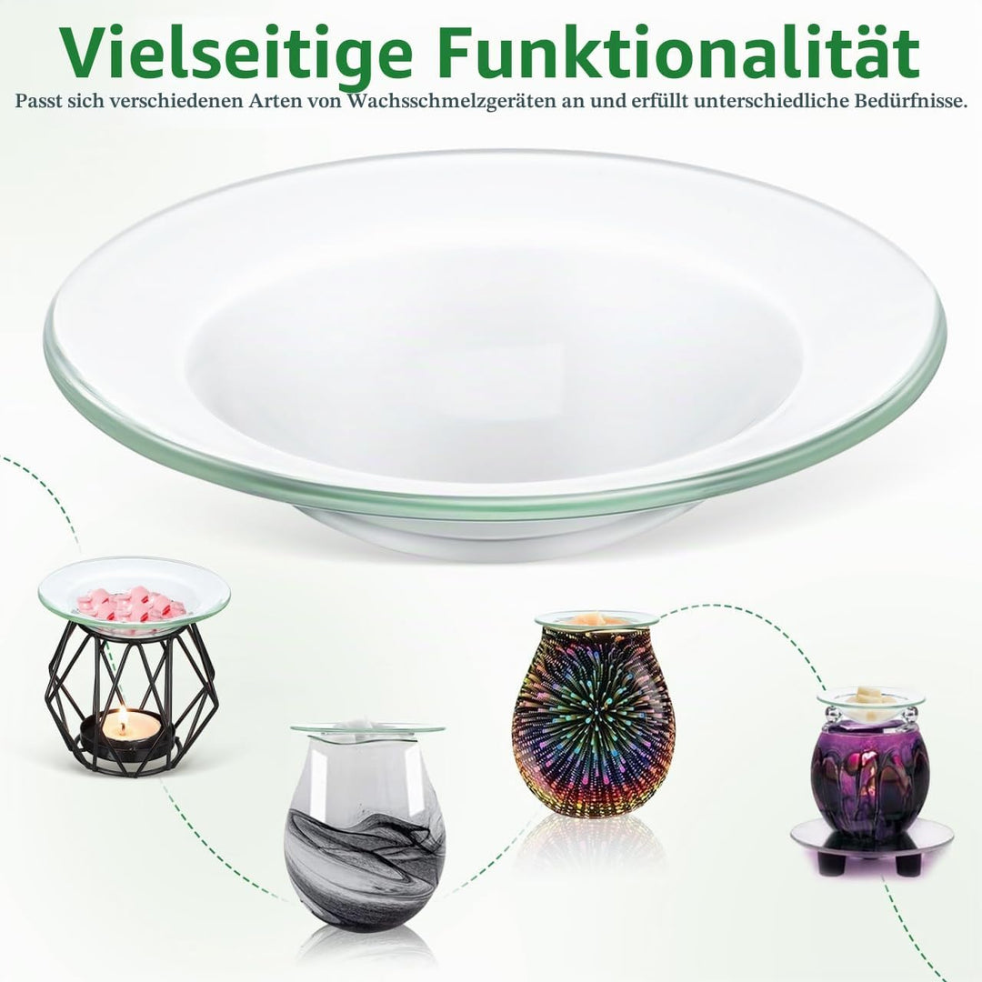 5 Stück Ersatzschale für Ölwärmer Wachsschmelzhalter aus Glas Runde Aromatherapie Kerzenwärmerplatte