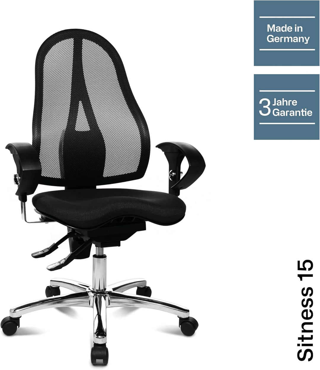 Topstar ST19UG20 Sitness 15, ergonomischer Bürostuhl, Schreibtischstuhl, inkl. höhenverstellbare Arm
