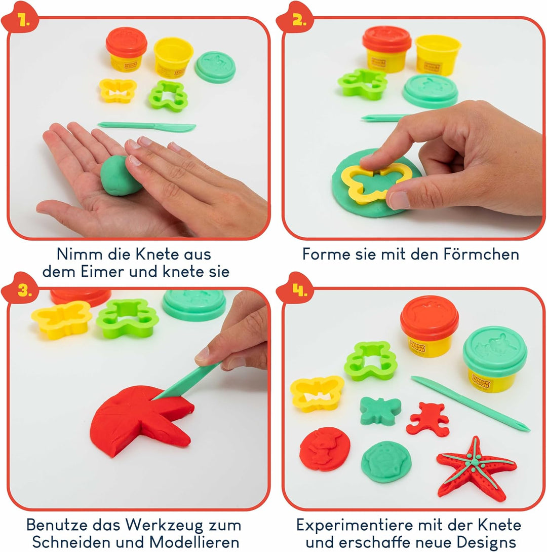 BONNYCO Knete Set mit Formen und Mitgebsel Tüten, Pack 16 Mitgebsel Kindergeburtstag 3-9 Jahre, Mode