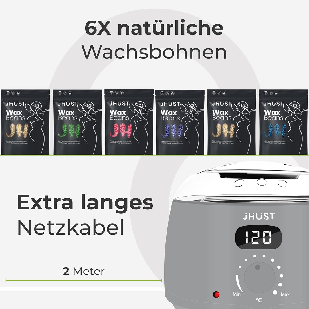 Wachswärmer-Set Grau mit 600 g Wachsperlen und umfangreichem Zubehör, inklusive After-Wax-Spray, Wac