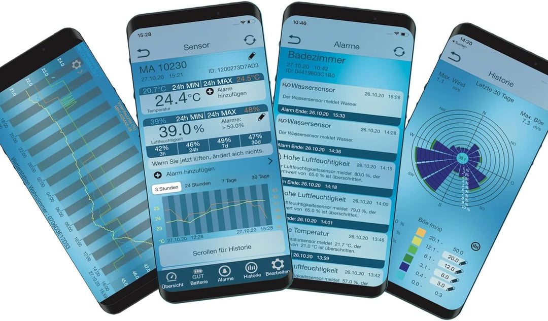 ELV Mobile Alerts 3er Set Temperatur-/Luftfeuchtigkeitssensor MA10200 mit LC-Display