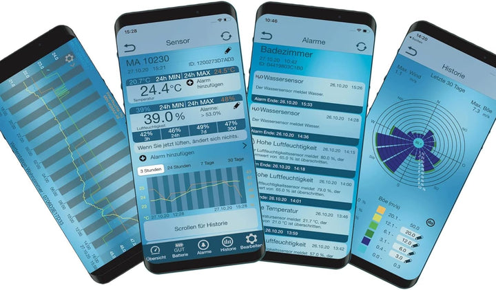 ELV Mobile Alerts 3er Set Temperatur-/Luftfeuchtigkeitssensor MA10200 mit LC-Display