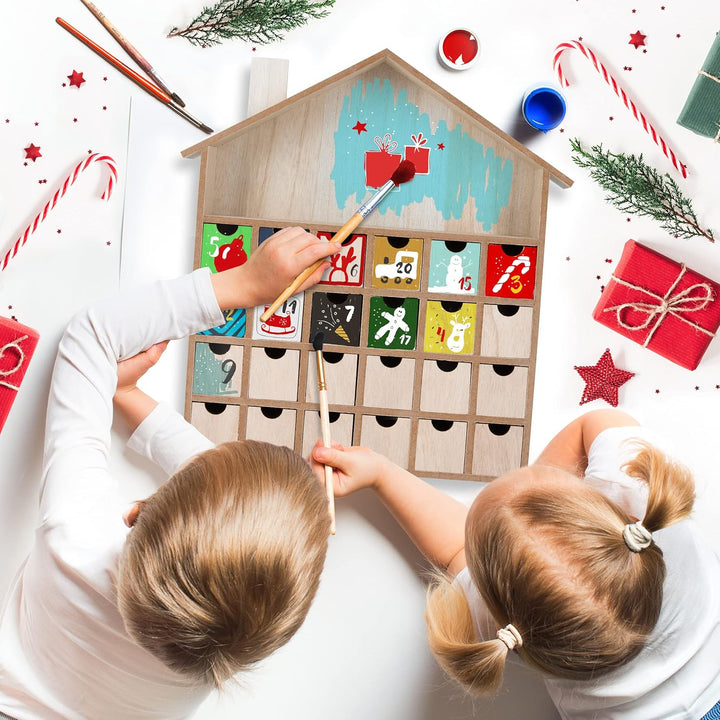 BRUBAKER Adventskalender zum Befüllen mit 24 Schubladen - Wiederverwendbarer DIY Weihnachtskalender
