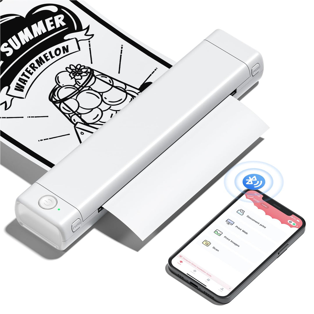 Phomemo M08F Mobiler Drucker A4 für Unterwegs Thermodrucker - Tragbarer Bluetooth Drucker für Den He