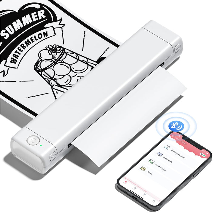 Phomemo M08F Mobiler Drucker A4 für Unterwegs Thermodrucker - Tragbarer Bluetooth Drucker für Den He