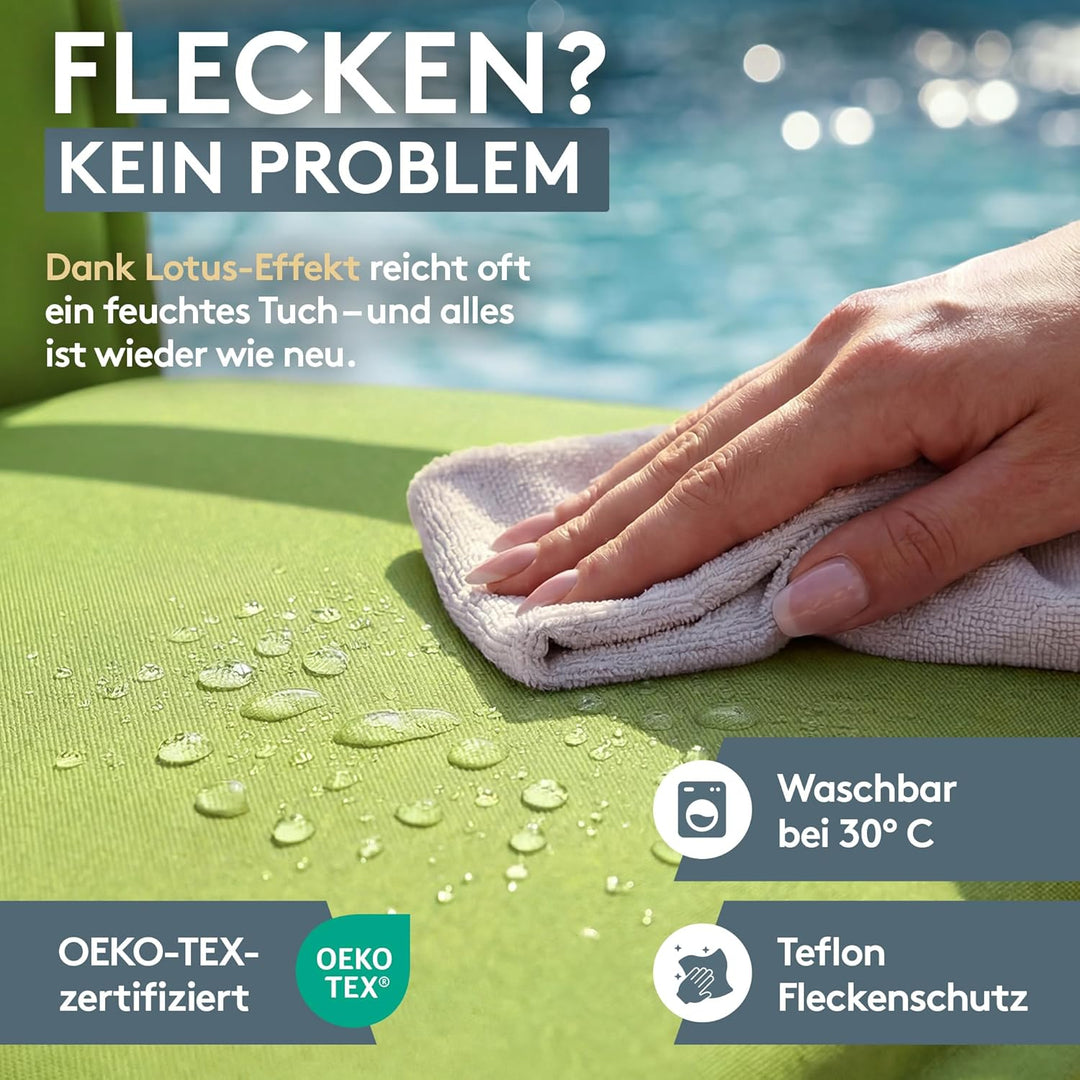 LILENO HOME Gartenstuhl Auflagen [1er Set - Niedriglehner] in Apfelgrün - Bequeme Liegen als Sitzauf