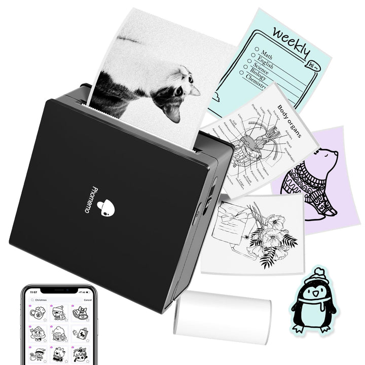 Phomemo M02 Mini Drucker,Bluetooth Taschendrucker,Aufkleber Klein Thermodrucker,Tragbarer Portable P
