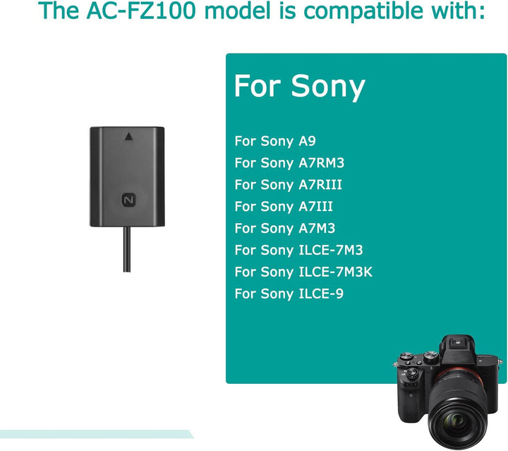 D-TAP zu NP-FZ100 Dummy-Batterie NPFZ100 DC-Koppler für Sony Alpha 9 A9 ILCE-9 ILCE-7M3 A7RIII A7 II