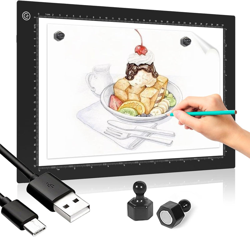 A4 LED Leuchttisch,Magnetisch Led Licht Pad Ultra-dünne Leuchtplatte Zeichnen,Type-C Schnittstelle L