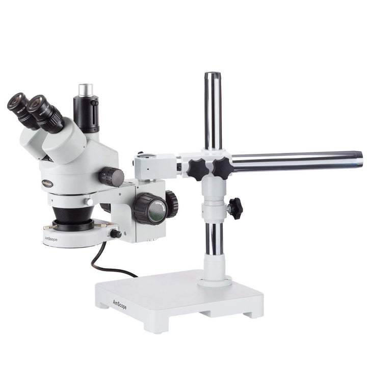 AmScope SM-3TZ-80S Trinokulares Zoom-Stereomikroskop mit Auslegerständer und 80 LED-Licht, 3.5X-90X,