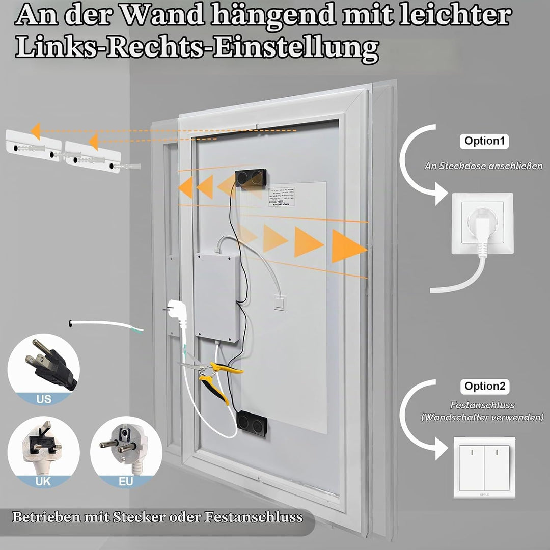 Badspiegel Mit Beleuchtung120x70cm,Spiegel Mit Beleuchtung Bluetooth Dual Lautsprecher,Antibeschlagf