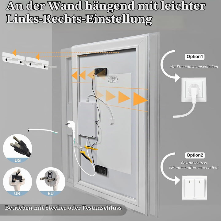 Badspiegel Mit Beleuchtung120x70cm,Spiegel Mit Beleuchtung Bluetooth Dual Lautsprecher,Antibeschlagf