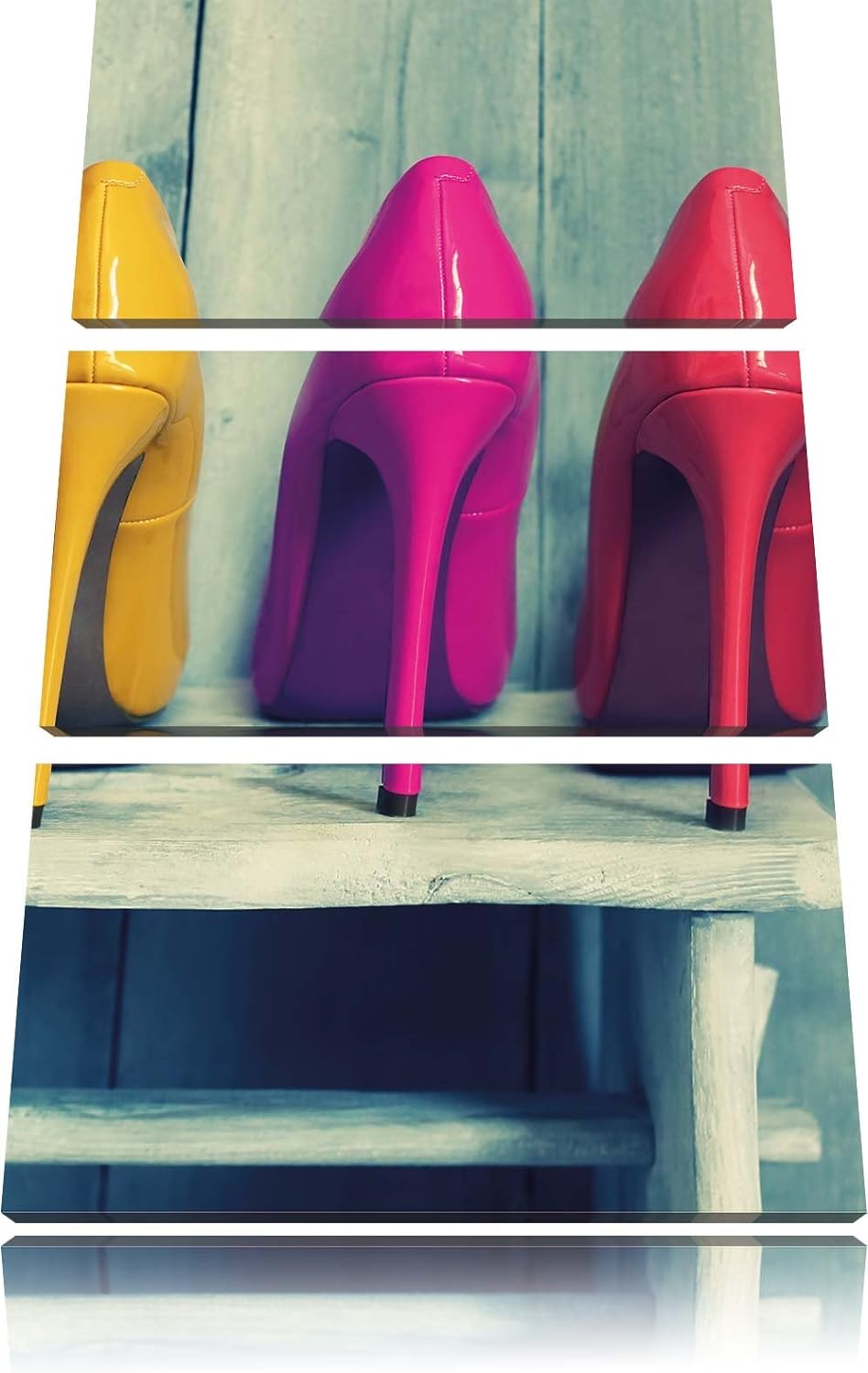 Pixxprint Bunte High Heels als Leinwandbild | Grösse: 3 Teilig (120x80) | Wandbild| Kunstdruck | fer
