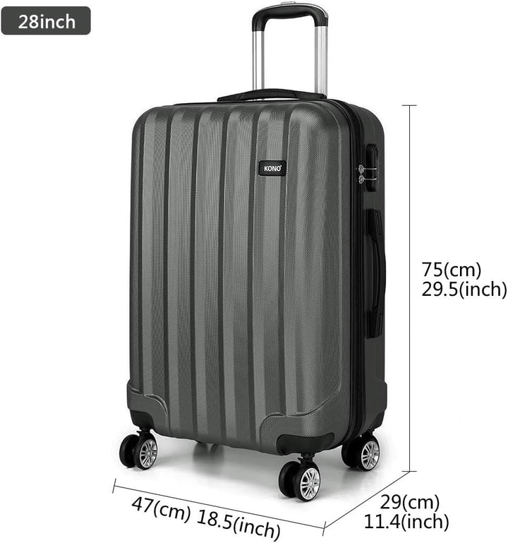 Kono Hartschale Trolley Koffer 4 Rollen Reisekoffer Gepäck (Pink, Set) Grau 3tlg. Kofferset, Grau 3t