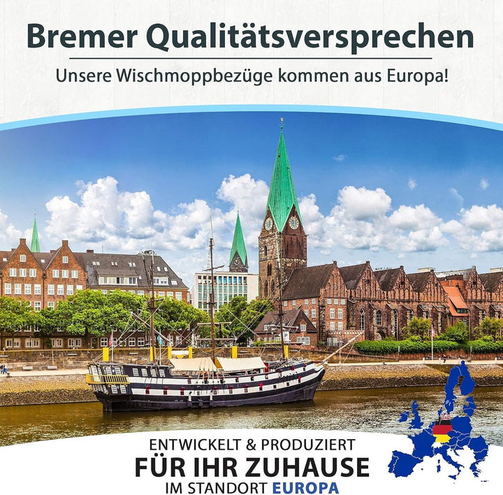 10 Stück Premium Wischmopbezug Ersatzbezug Set Baumwolle für 40 cm Wischmop Klapphalter Made IN Euro