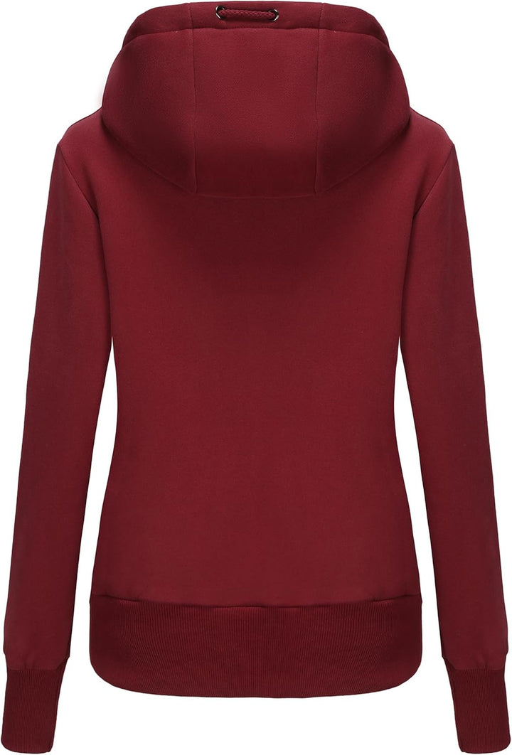 Damen Sweatjacke Kapuzenpullover Zip Hoodie Jacke mit Kapuze Winter Sweatshirt Kapuzenjacke XXL Wein