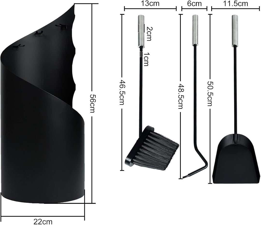 Kaminbesteck Mit 3 teilig modern kaminofen zubehör-Kaminschaufel, Ascheschaufel, Ständer,Mit griff K