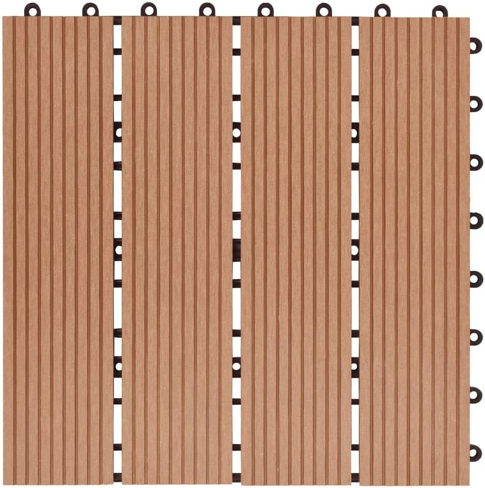 Festnight WPC Terrassendielen Terrassenplatten 30x30 cm 11er Spar Set für 1m² Braun in Holzoptik für